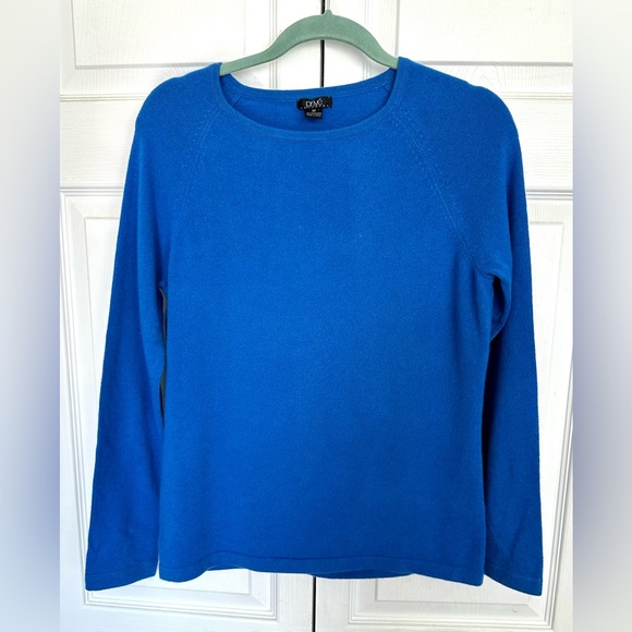 Prive 100% Cashmere Sapphire Blue Crew Neck Long Sleeved 100% Sweater-Size Med - Picture 8 of 10